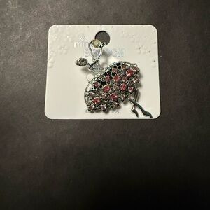 Mint Silver-Tone Pink Crystal Ballerina Brooch